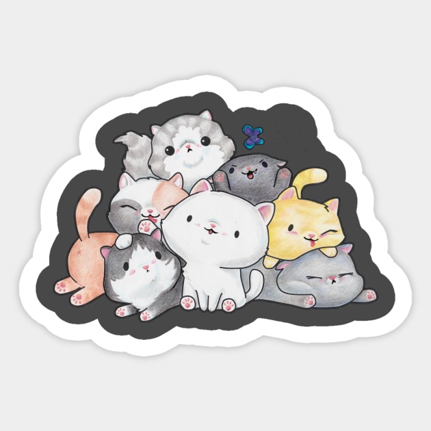 Pile of Kittens Sticker by LyddieDoodles